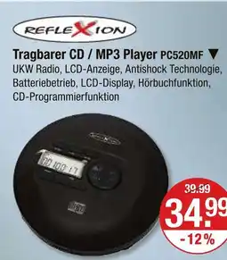 V Markt Reflexion tragbarer cd / mp3 player pc520mf Angebot