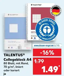 Kaufland Talentus collegeblock a4 Angebot