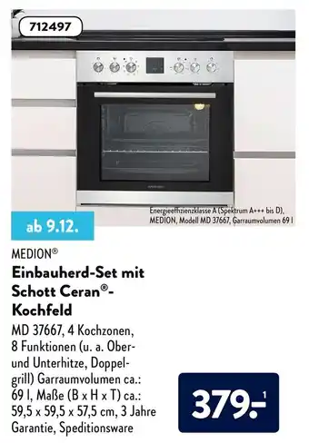 Aldi Süd Medion Einbauherd Set mit Schott Ceran Kochfeld Angebot