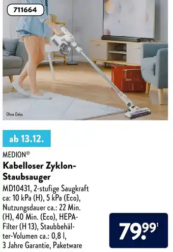 Aldi Süd Medion Kabelloser Zyklon Staubsauger Angebot