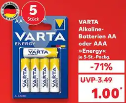 Kaufland VARTA Alkaline Batterien AA oder AAA Energy Angebot