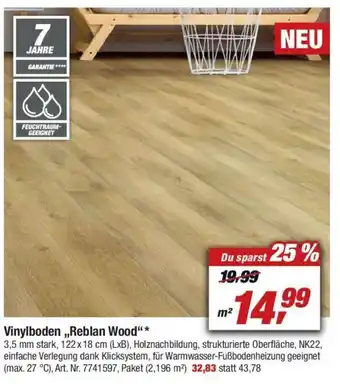 toom Baumarkt Vinylboden Reblan Wood Angebot