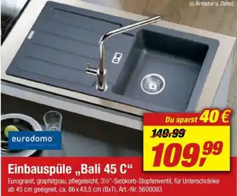 toom Baumarkt Einbauspüle Bali 45 C Angebot