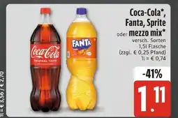 Edeka Coca-cola coca-cola, fanta, sprite oder mezzo mix Angebot