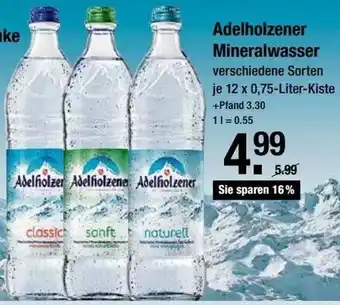 V Markt Adelholzener Mineralwasser je 12 x 0.75-Liter-Kiste + Pfand 3.30 Angebot