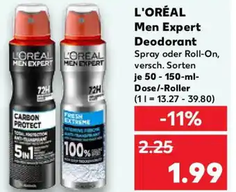 Kaufland L'ORÉAL Men Expert Deodorant Angebot