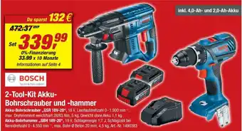 toom Baumarkt Bosch 2 Tool Kit Akku Bohrschrauber und Hammer Angebot