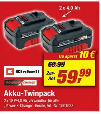 toom Baumarkt Einhell Akku Twinpack Angebot