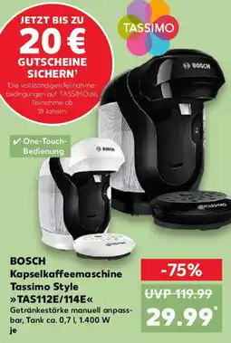 Kaufland BOSCH Kapselkaffeemaschine Tassimo Style TAS112E/114E Angebot