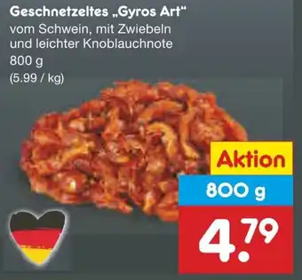 Netto Marken-Discount Geschnetzeltes „Gyros Art Angebot
