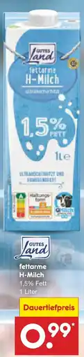 Netto Marken-Discount CUTES Land fettarme H-Milch Angebot
