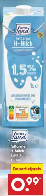Netto Marken-Discount CUTES Land fettarme H-Milch Angebot