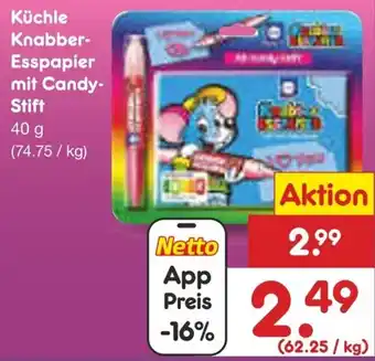 Netto Marken-Discount Küchle Knabber- Esspapier mit Candy- Stift Angebot