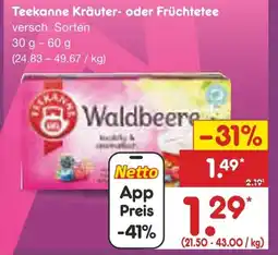 Netto Marken-Discount Teekanne Kräuter- oder Früchtetee Angebot