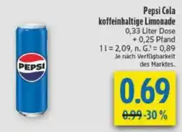 diska Pepsi Cola koffeinhaltige Limonade Angebot