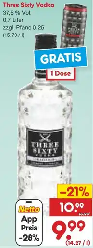 Netto Marken-Discount Three Sixty Vodka Angebot