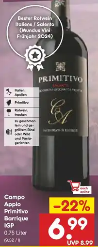 Netto Marken-Discount Campo Appio Primitivo Barrique IGP Angebot