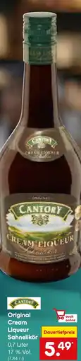 Netto Marken-Discount CANTORY Original Cream Liqueur Sahnelikör Angebot