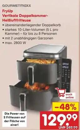 Netto Marken-Discount GOURMETMaxx FryUp Vertikale Doppelkammer- Heißluftfritteuse Angebot