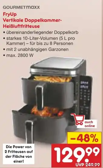 Netto Marken-Discount GOURMETMaxx FryUp Vertikale Doppelkammer- Heißluftfritteuse Angebot
