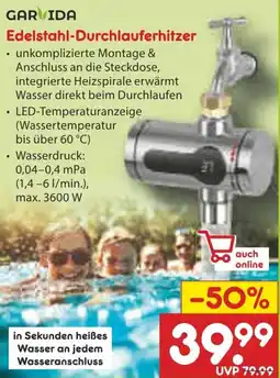 Netto Marken-Discount GARVIDA Edelstahl-Durchlauferhitzer Angebot