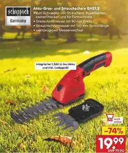 Netto Marken-Discount scheppach Akku-Gras- und Strauchschere GHS7.2 Angebot