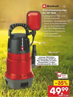 Netto Marken-Discount Einhell Schmutzwasserpumpe GC-DP 7835 Angebot