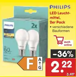 Netto Marken-Discount PHILIPS LED Leucht- mittel, 2er Pack Angebot
