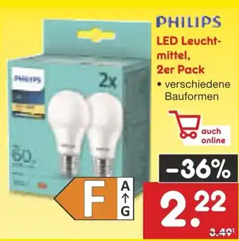 Netto Marken-Discount PHILIPS LED Leucht- mittel, 2er Pack Angebot