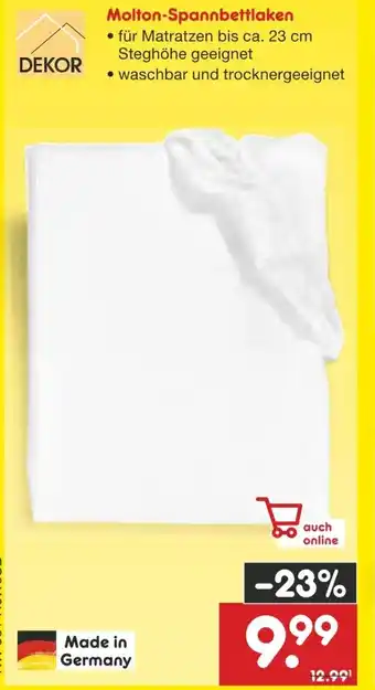 Netto Marken-Discount DEKOR Molton-Spannbettlaken Angebot