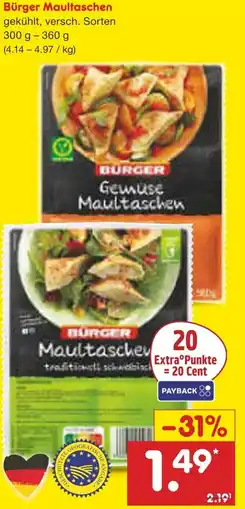 Netto Marken-Discount Bürger Maultaschen Angebot