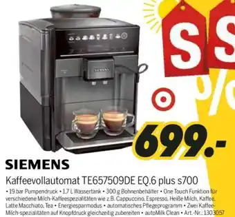 MEDIMAX SIEMENS Kaffeevollautomat TE657509DE EQ.6 plus s700 Angebot