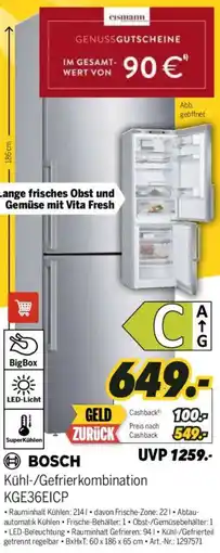 MEDIMAX BOSCH Kühl-/Gefrierkombination KGE36EICP Angebot