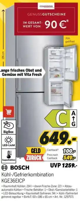 MEDIMAX BOSCH Kühl-/Gefrierkombination KGE36EICP Angebot