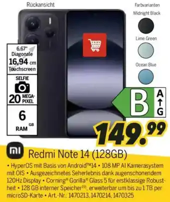 MEDIMAX Xiaomi Redmi Note 14 (128GB) Angebot