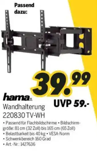 MEDIMAX hama Wandhalterung 220830 TV-WH Angebot