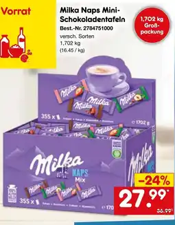 Netto Marken-Discount Milka Naps Mini- Schokoladentafeln Angebot