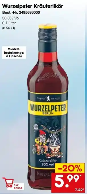 Netto Marken-Discount Wurzelpeter Kräuterlikör Angebot