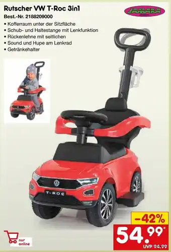 Netto Marken-Discount JAMARA Rutscher VW T-Roc 3in1 Angebot