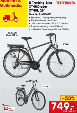 Netto Marken-Discount TELEFUNKEN E-Trekking-Bike XT480 oder XT481, 28" Angebot