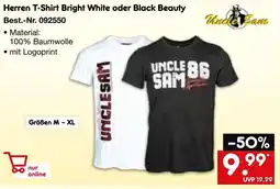 Netto Marken-Discount Uncle Sam Herren T-Shirt Bright White oder Black Beauty Angebot
