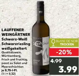 Kaufland LAUFFENER WEINGÄRTNER Schwarz-Weiß Schwarzriesling weißgekeltert Angebot