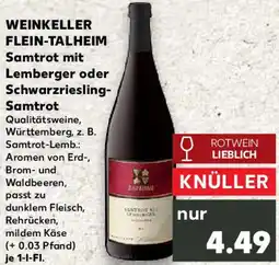 Kaufland WEINKELLER FLEIN-TALHEIM Samtrot mit Lemberger oder Schwarzriesling Samtrot Angebot