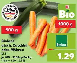 Kaufland Bioland dtsch. Zucchini oder Möhren Angebot