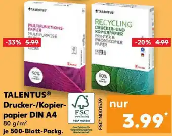 Kaufland TALENTUS Drucker-/Kopierpapier DIN A4 Angebot