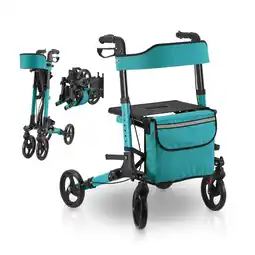 Netto Marken-Discount Juskys Rollator Vital faltbar, leicht & höhenverstellbar aus Aluminium bis 130 kg mit Sitz Petrol Angebot