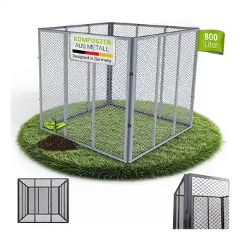 Netto Marken-Discount Juskys Komposter 800 L aus Stahl, witterungsbeständig, mit Belüftung & Stecksystem – Silber Angebot