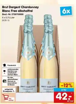 Netto Marken-Discount Brut Dargent Chardonnay Blanc Free alkoholfrei Angebot