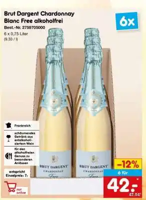 Netto Marken-Discount Brut Dargent Chardonnay Blanc Free alkoholfrei Angebot