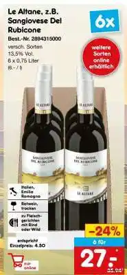 Netto Marken-Discount Le Altane, z.B. Sangiovese Del Rubicone Angebot